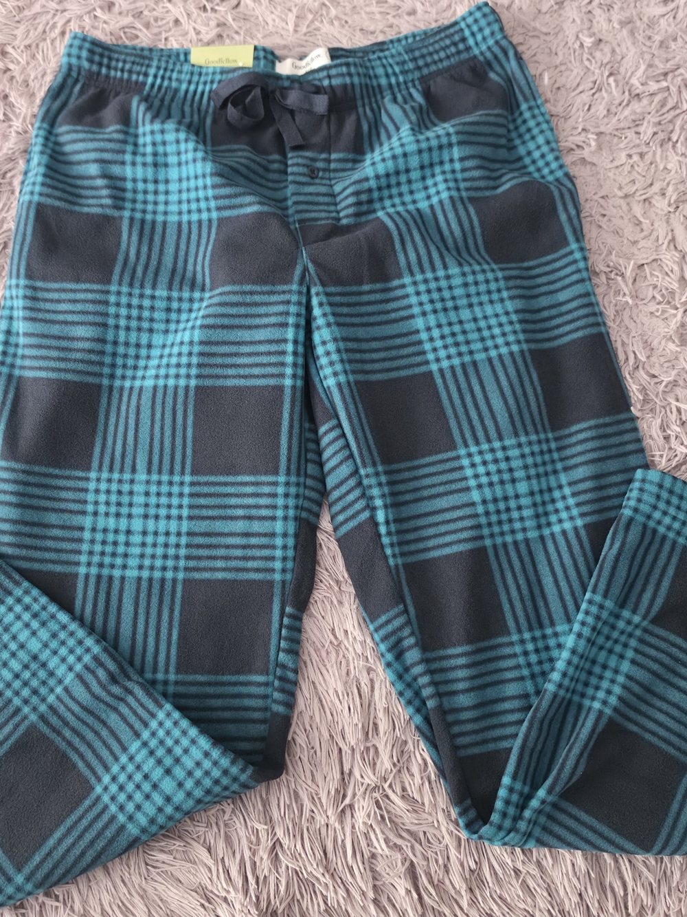 Goodfellow & Co Teal and Black Plaid Fleece Pajama Pants